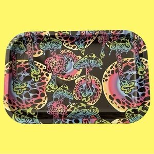 BRAND NEW METAL PSYCHEDLIC SHROOMS ROLLING TRAY OR TRINKET DISH